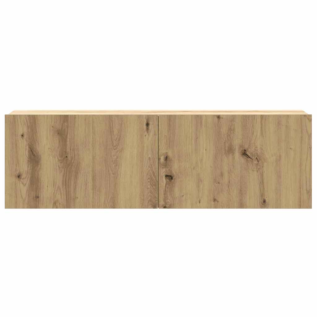 Tv-wandkasten 3 st 100x30x30 cm bewerkt hout artisanaal eiken – afbeelding 5