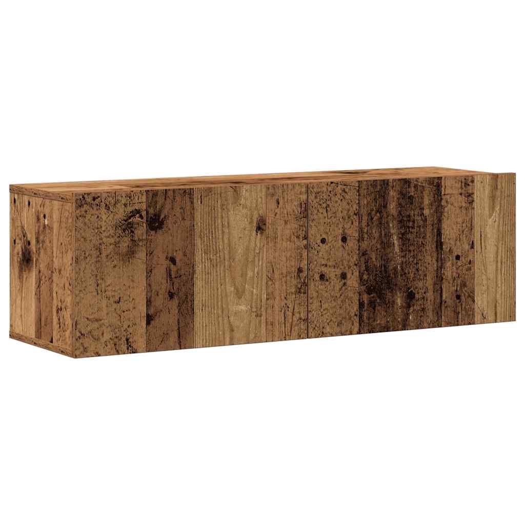 4-delig Tv-meubelset wandmontage bewerkt hout oud houtkleurig – afbeelding 4