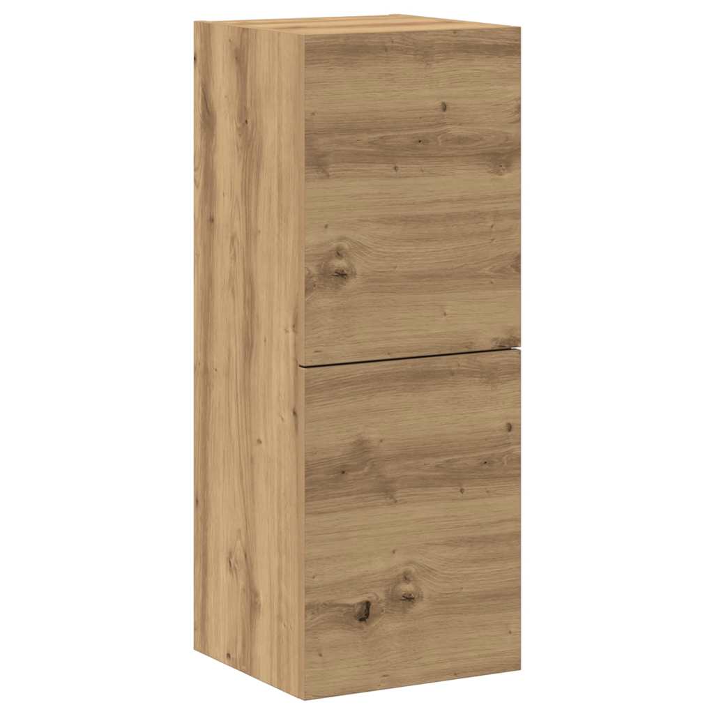 4-delig Tv-meubelset wandmontage bewerkt hout artisanaal eiken – afbeelding 6