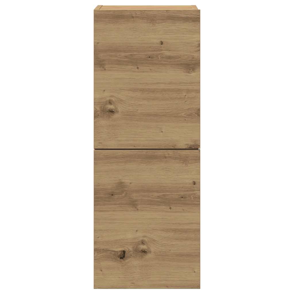 4-delig Tv-meubelset wandmontage bewerkt hout artisanaal eiken – afbeelding 7