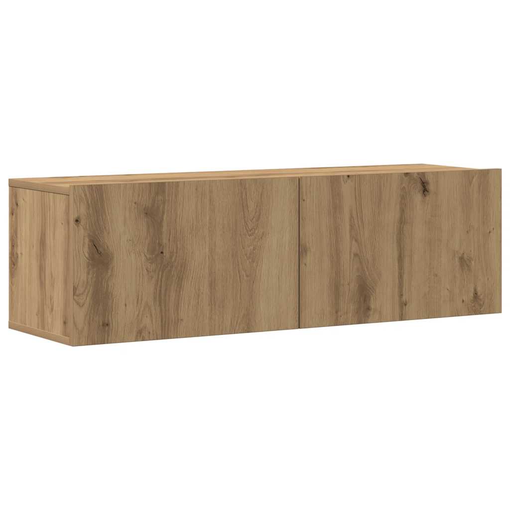 6-delig Tv-meubelset wandmontage bewerkt hout artisanaal eiken – afbeelding 4