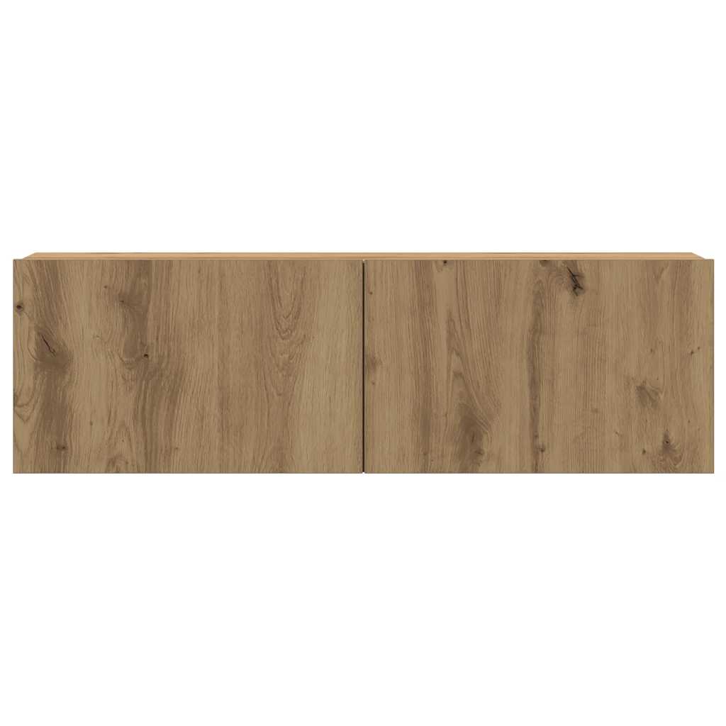 6-delig Tv-meubelset wandmontage bewerkt hout artisanaal eiken – afbeelding 5