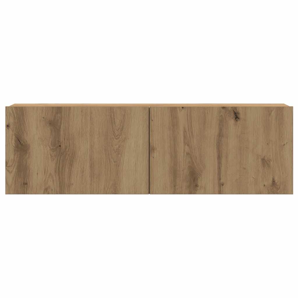 5-delig Tv-meubelset wandmontage bewerkt hout artisanaal eiken – afbeelding 8