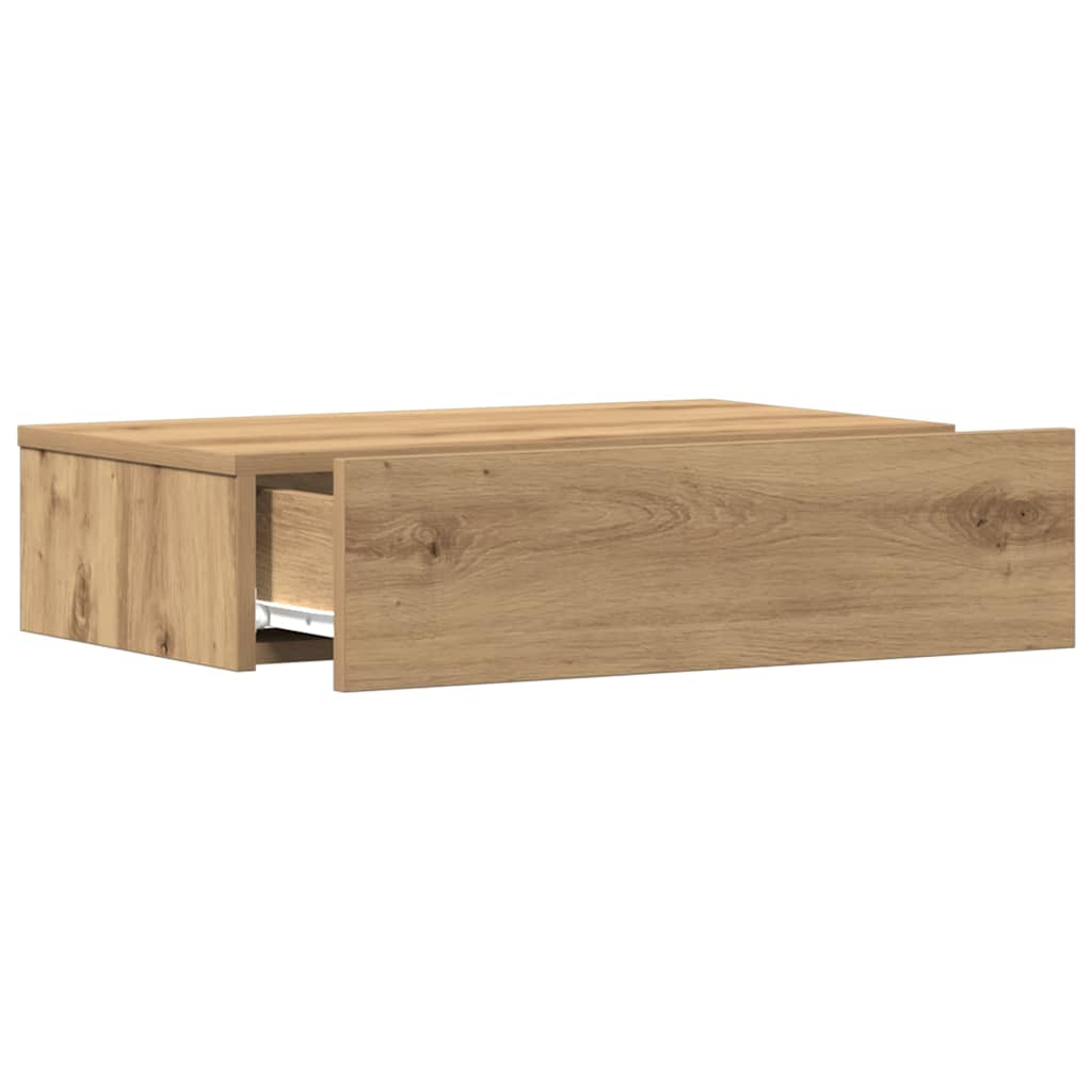 Nachtkastje 60x35 cm bewerkt hout artisanaal eikenkleur – afbeelding 10