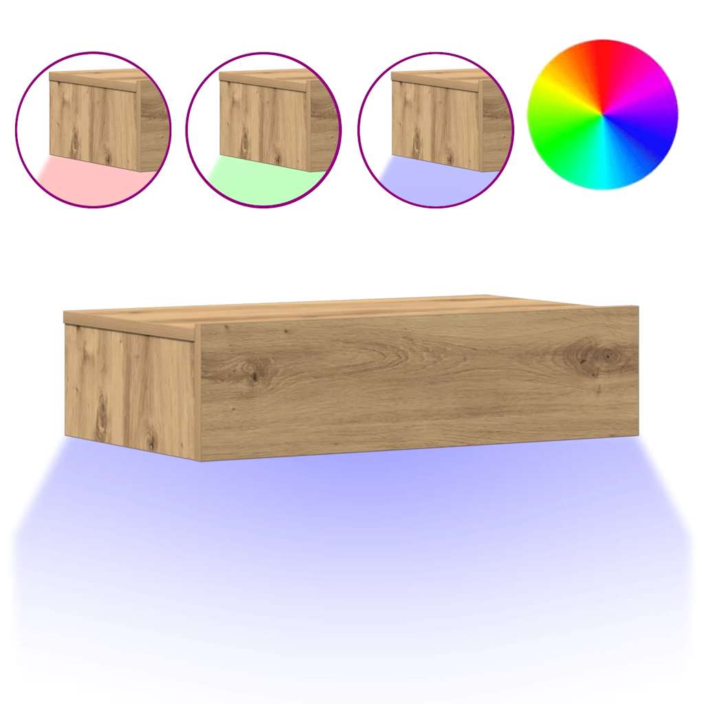 Nachtkastje 60x35 cm bewerkt hout artisanaal eikenkleur – afbeelding 2