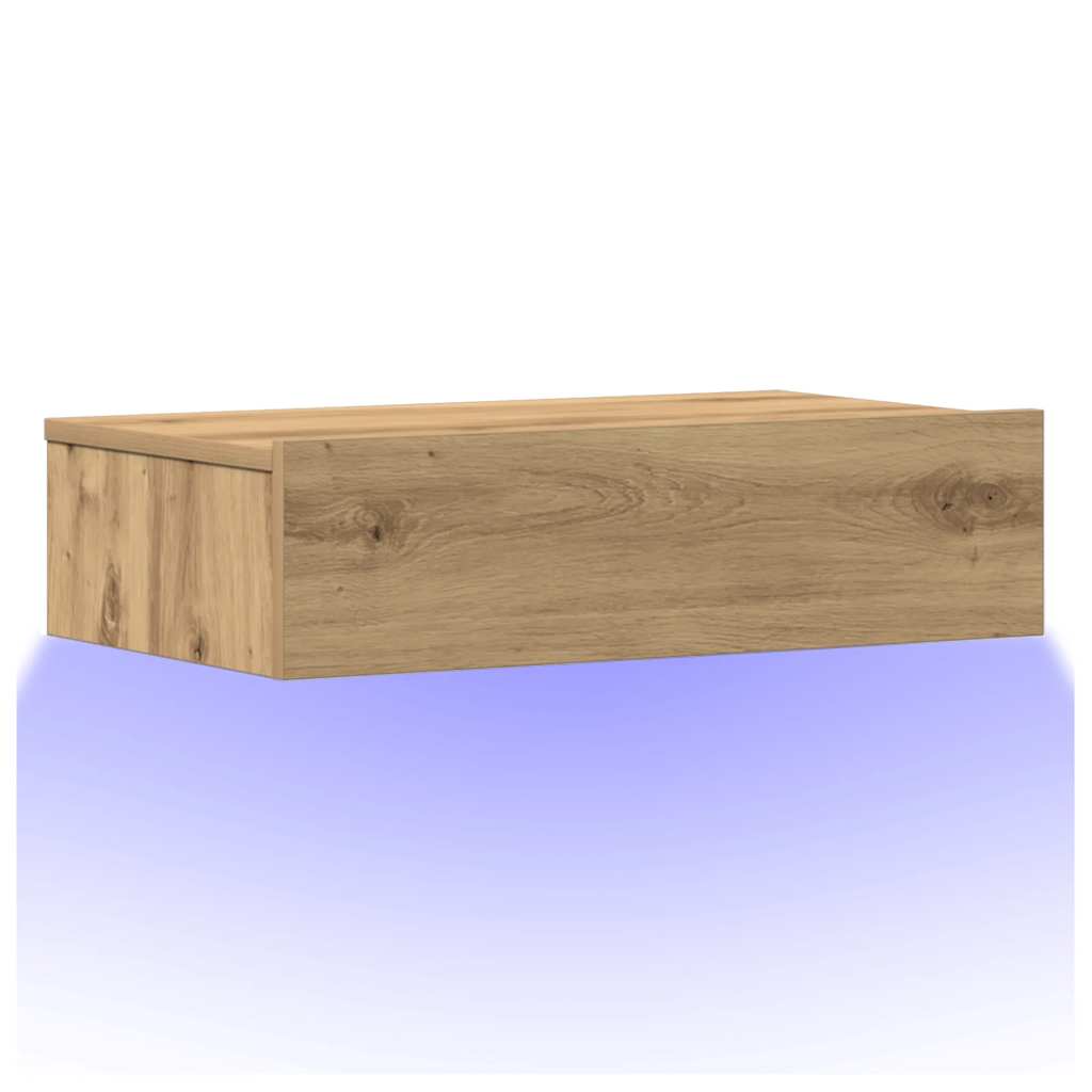 Nachtkastje 60x35 cm bewerkt hout artisanaal eikenkleur – afbeelding 3