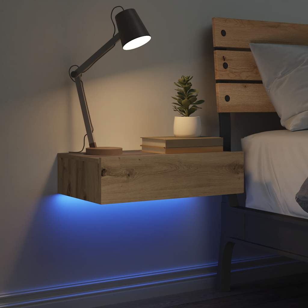 Nachtkastje 60x35 cm bewerkt hout artisanaal eikenkleur – afbeelding 5
