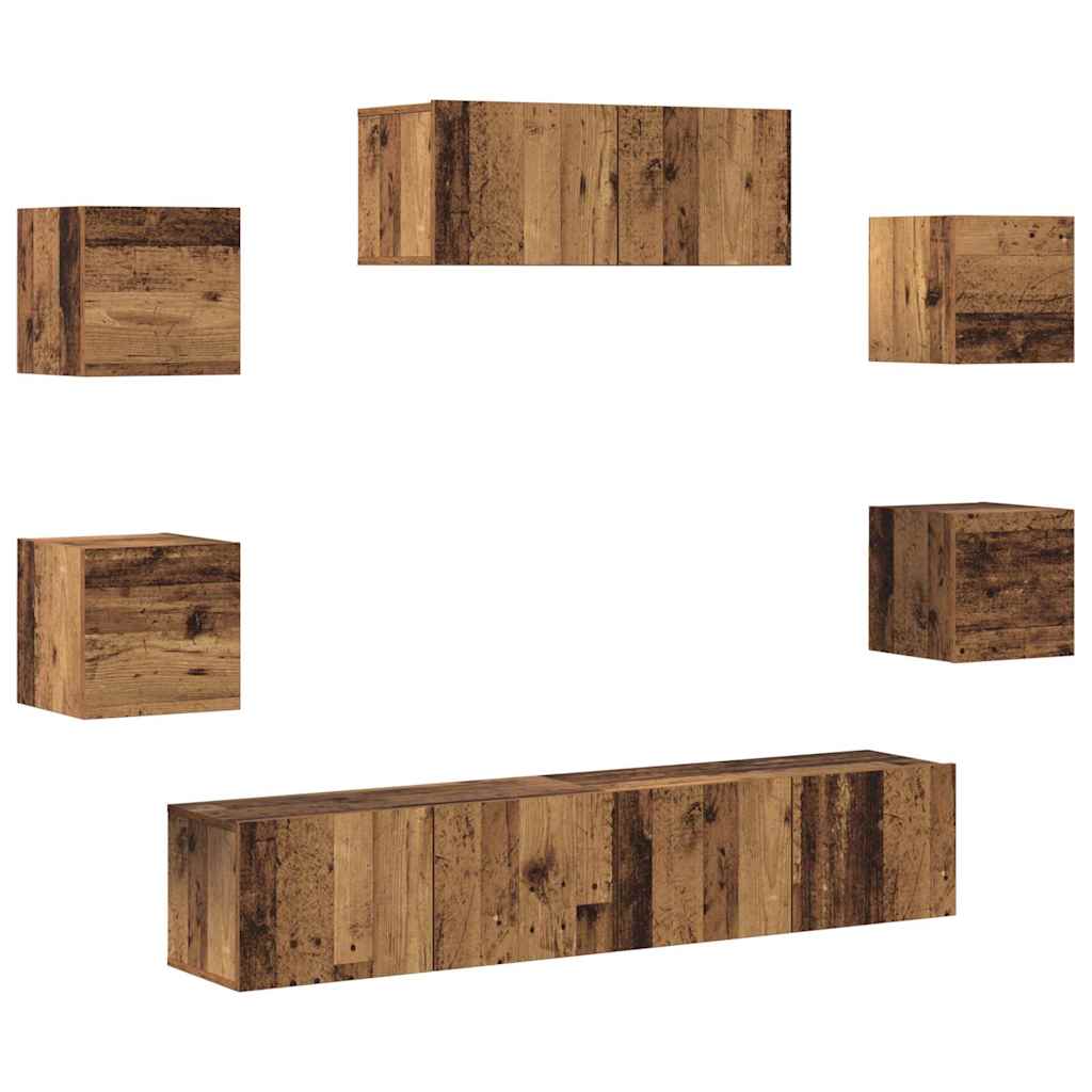 5-delig Tv-meubelset wandmontage oud houtkleurig – afbeelding 2