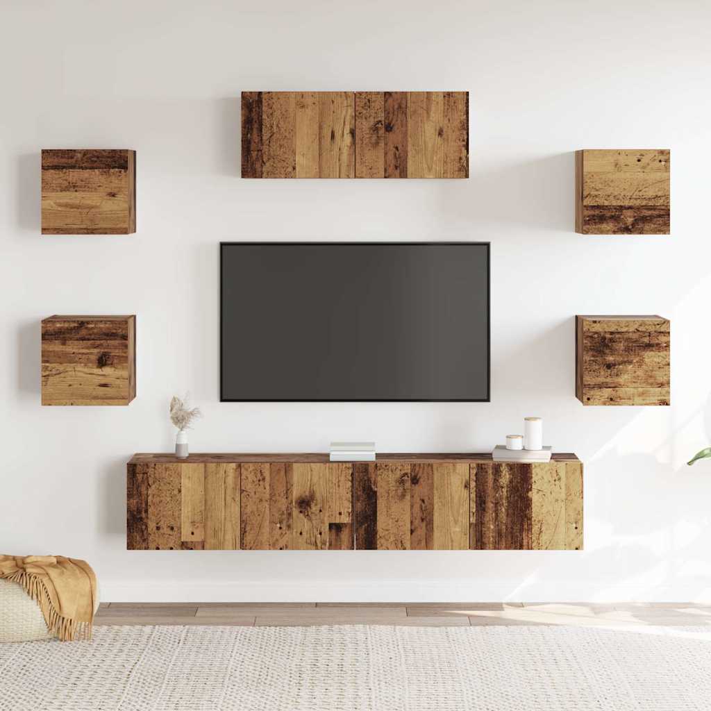 5-delig Tv-meubelset wandmontage oud houtkleurig – afbeelding 3