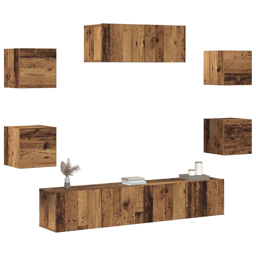 5-delig Tv-meubelset wandmontage oud houtkleurig – afbeelding 4