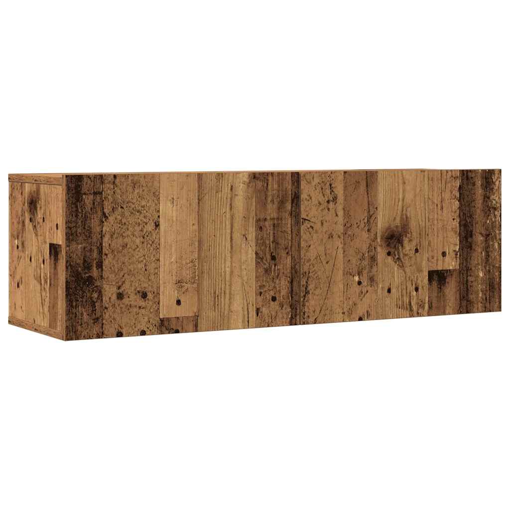 7-delig Tv-meubelset wandmontage bewerkt hout oud houtkleurig – afbeelding 4