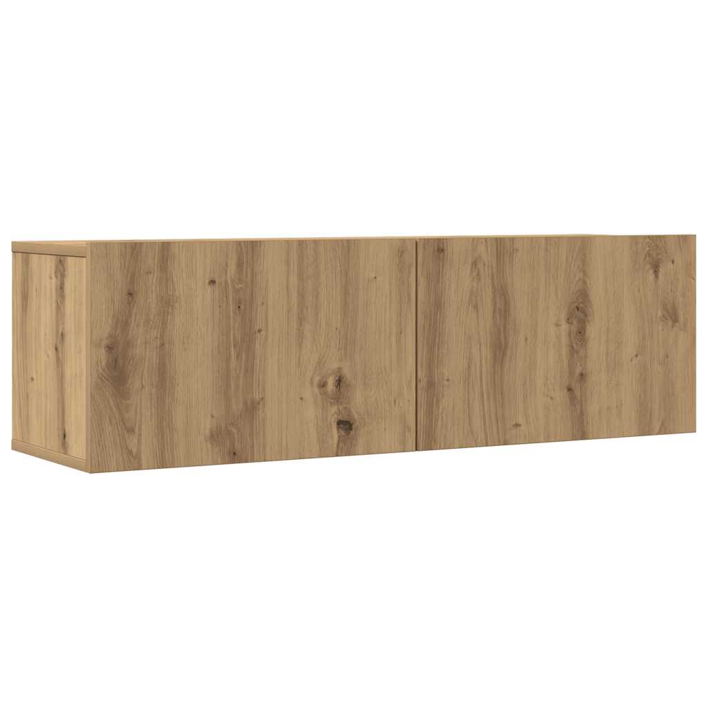 7-delig Tv-meubelset wandmontage bewerkt hout artisanaal eiken – afbeelding 5