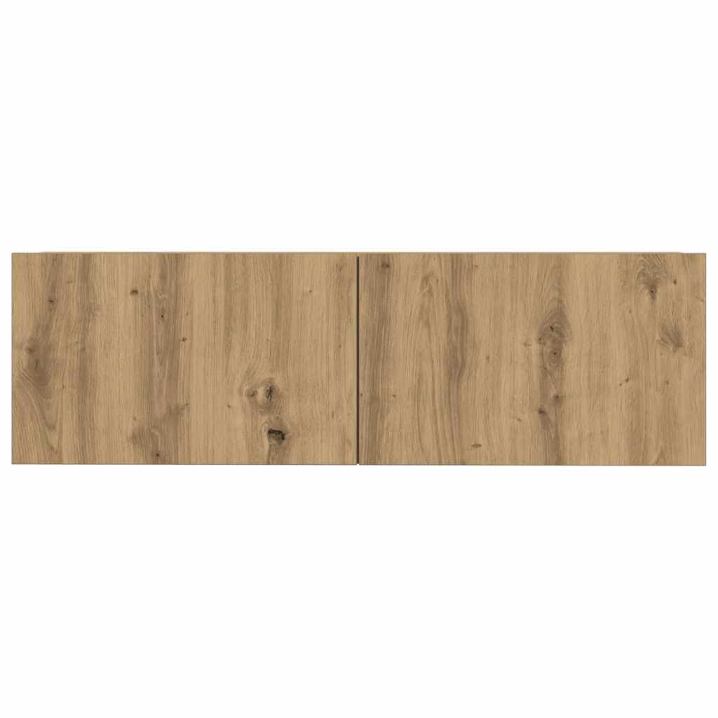 7-delig Tv-meubelset wandmontage bewerkt hout artisanaal eiken – afbeelding 6