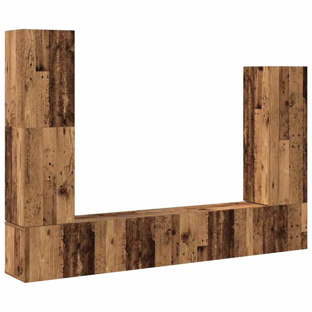 4-delig Tv-meubelset wandmontage bewerkt hout oud houtkleurig – afbeelding 2