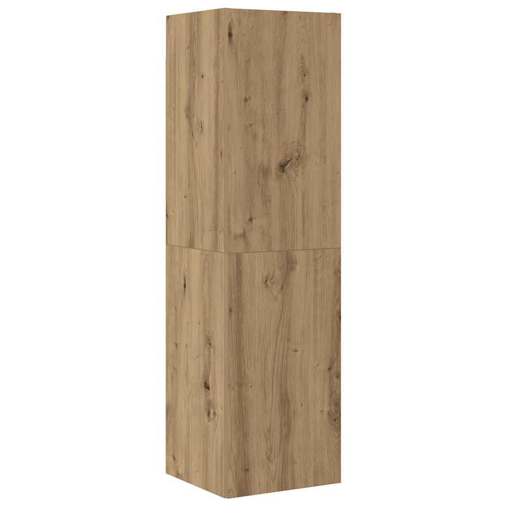 4-delig Tv-meubelset wandmontage bewerkt hout artisanaal eiken – afbeelding 4