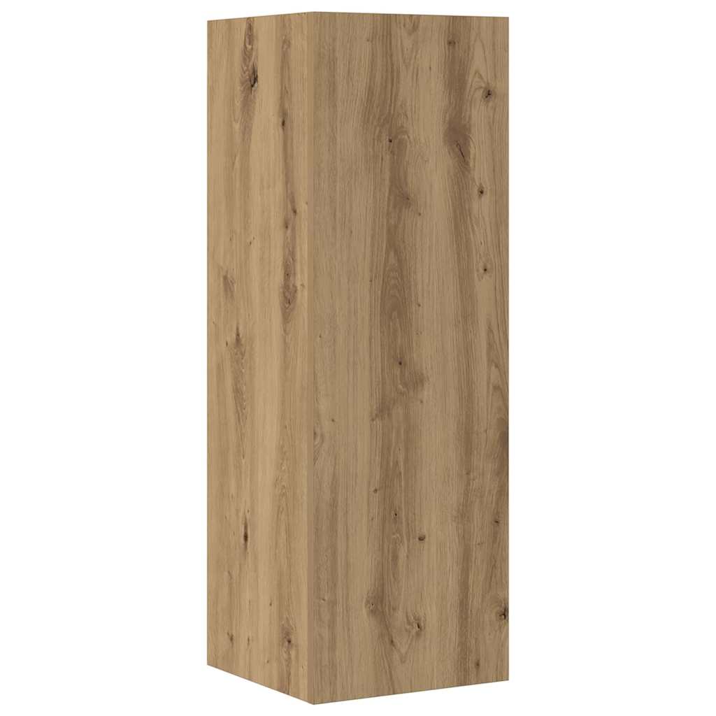 4-delig Tv-meubelset wandmontage bewerkt hout artisanaal eiken – afbeelding 5