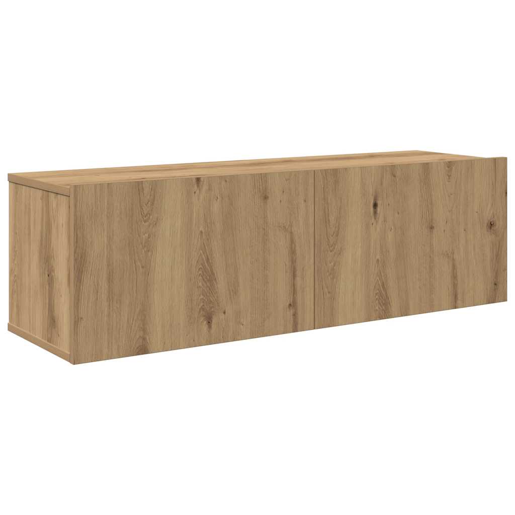 4-delig Tv-meubelset wandmontage bewerkt hout artisanaal eiken – afbeelding 6