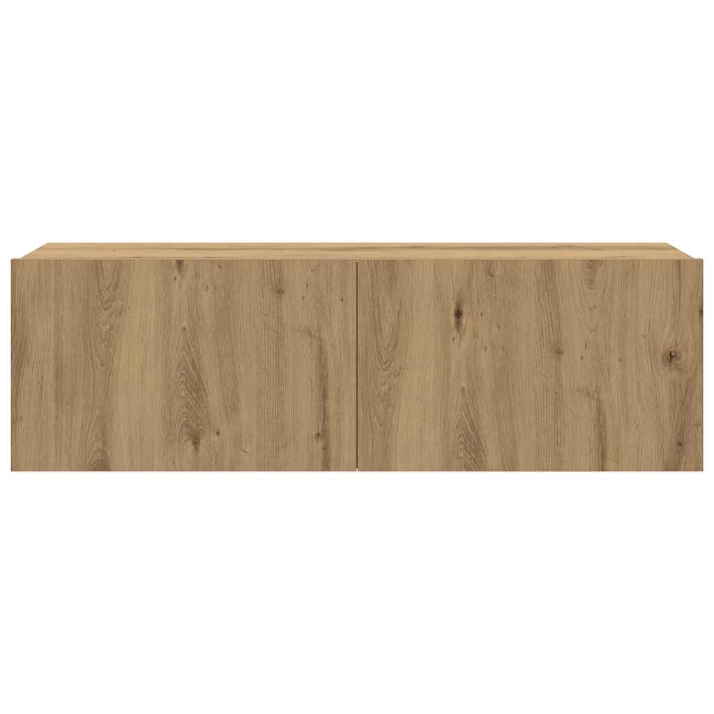 4-delig Tv-meubelset wandmontage bewerkt hout artisanaal eiken – afbeelding 9