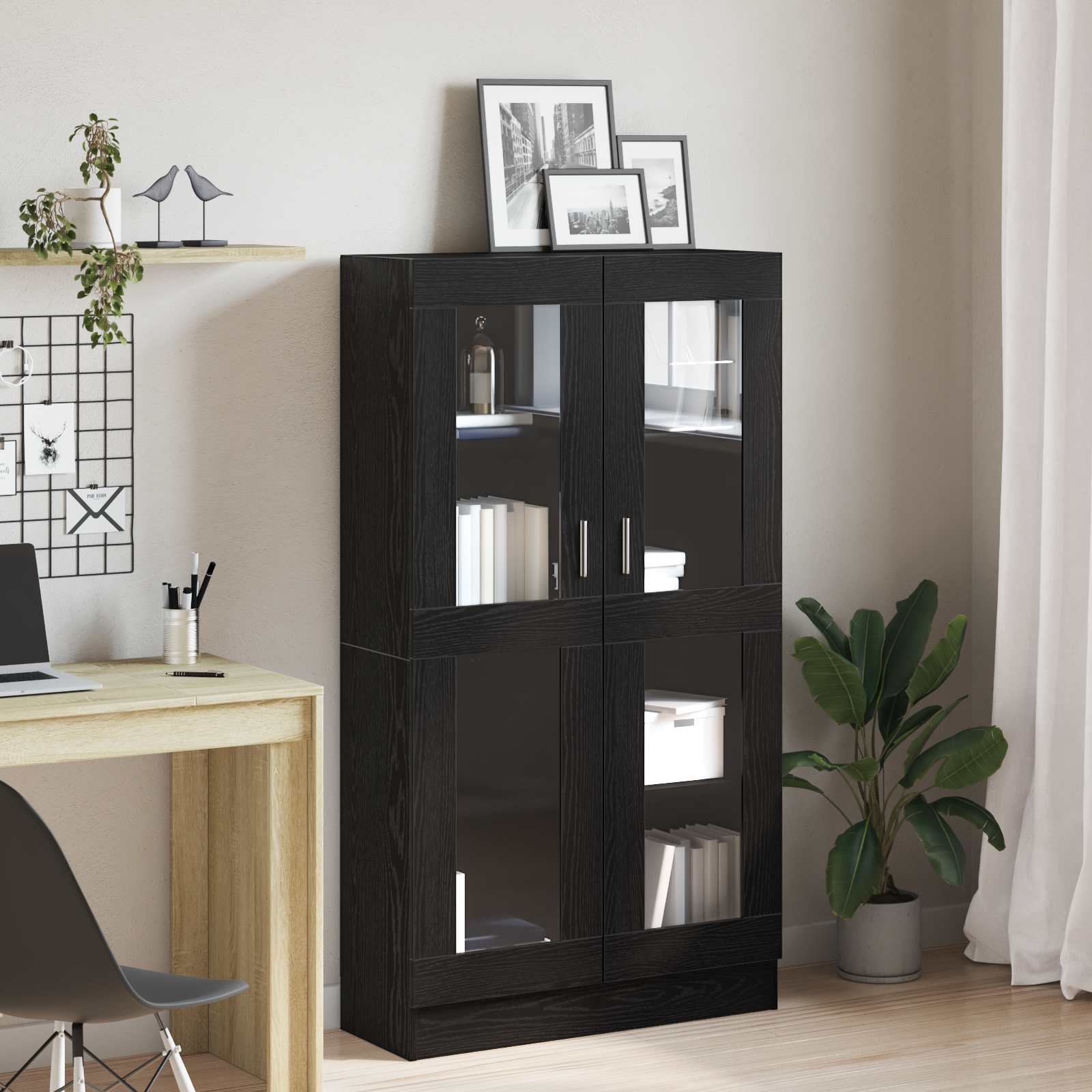 Boekenkast Zwart Eiken 82,5 x 30,5 x 150 cm Bewerkt hout