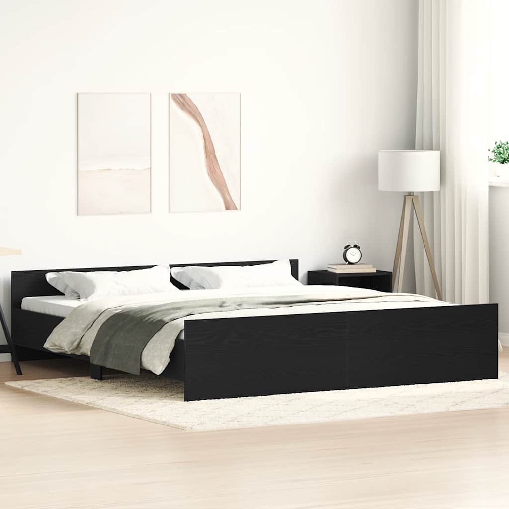 Bedframe zonder matras 200x200 cm bewerkt hout zwart eikenkleur – afbeelding 1
