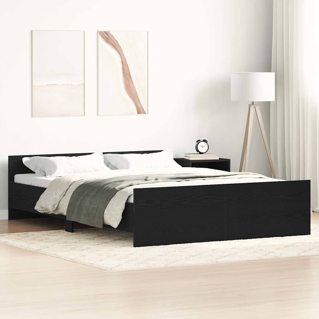 Bedframe zonder matras 135x190 cm bewerkt hout zwart eikenkleur – afbeelding 1