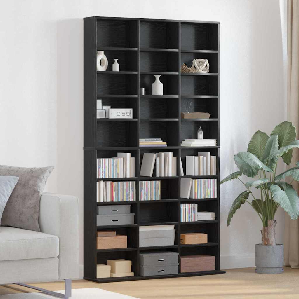 CD Kast met plank Zwart Eiken 101 x 23 x 177,5 cm Bewerkt hout