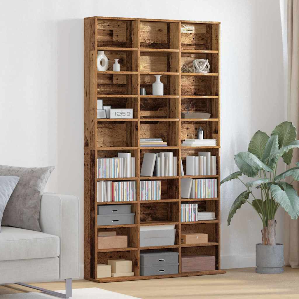 CD Kast met plank Oud hout 101 x 23 x 177,5 cm Bewerkt hout