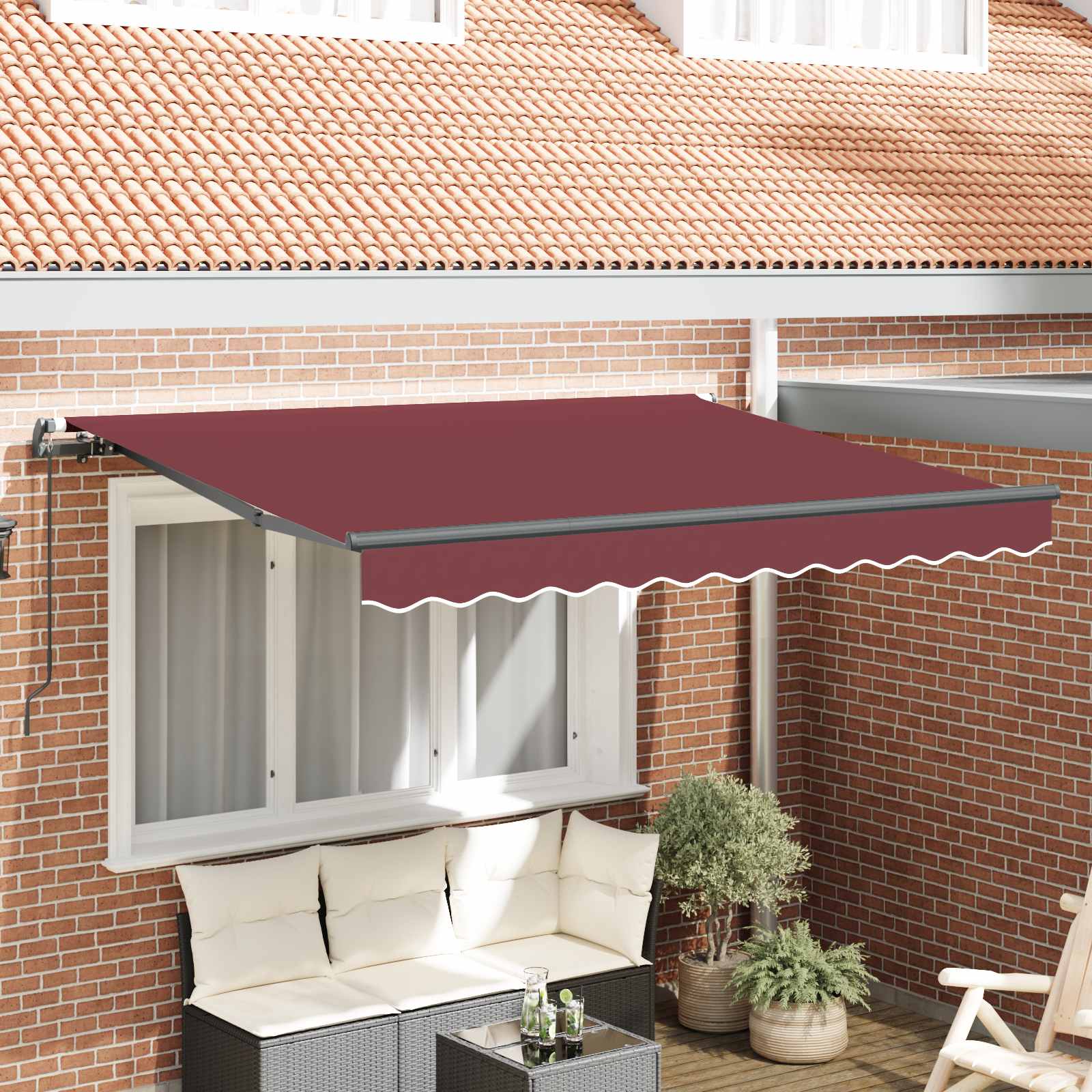 Inklapbaar Zonnescherm Bordeauxrood 250 x 200 cm Stof – afbeelding 1