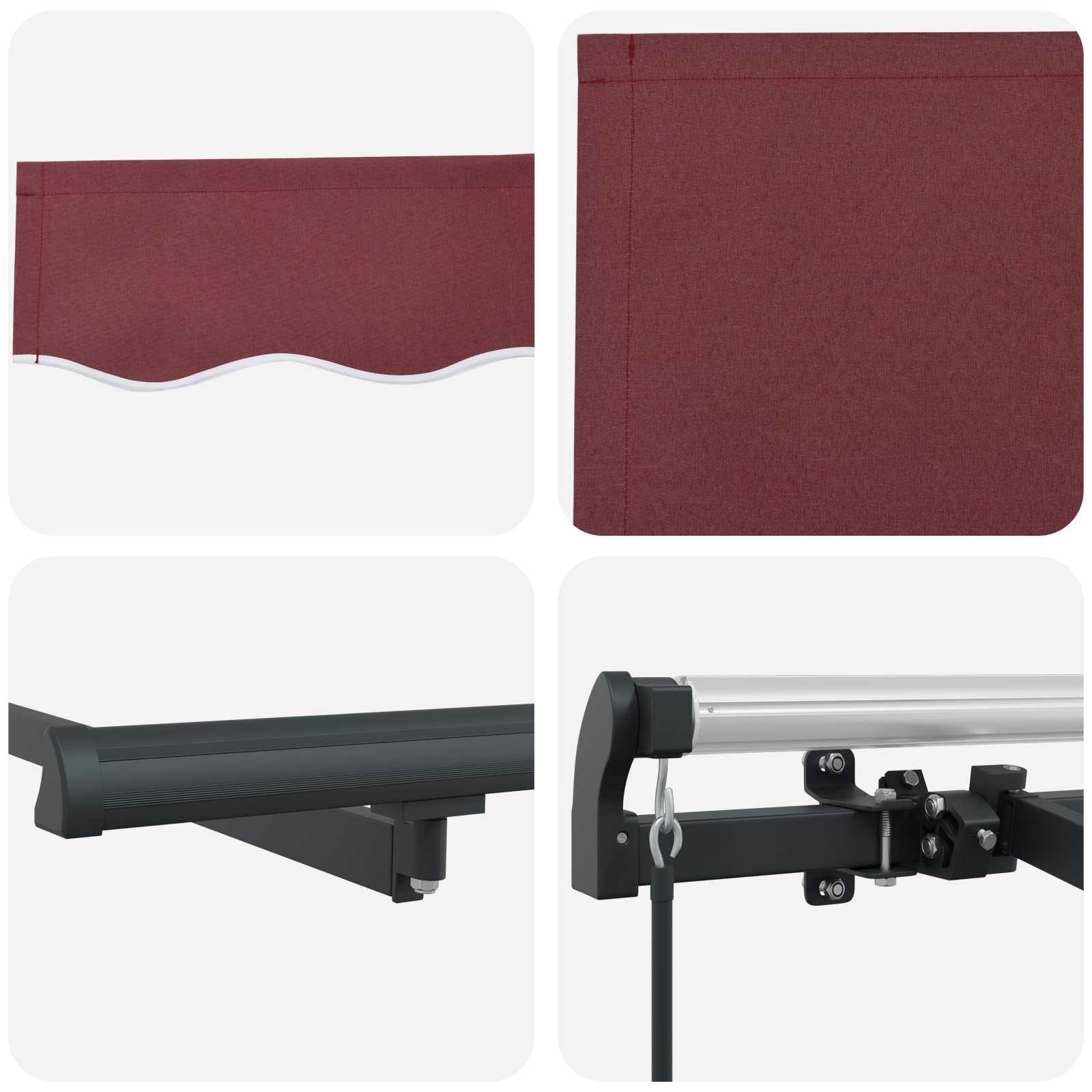Inklapbaar Zonnescherm Bordeauxrood 250 x 200 cm Stof – afbeelding 8