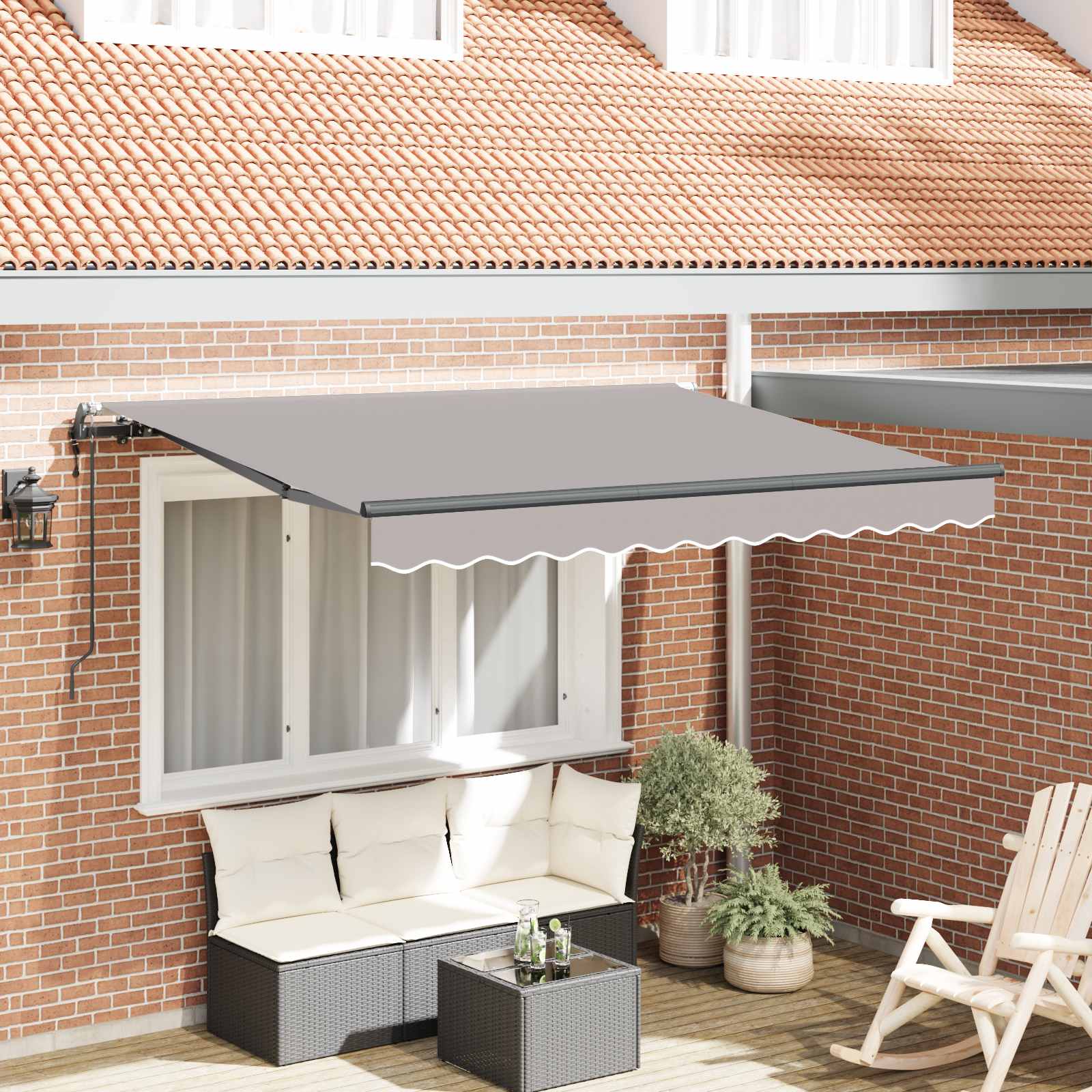 Inklapbaar Zonnescherm Lichtgrijs 250 x 200 cm Stof – afbeelding 1