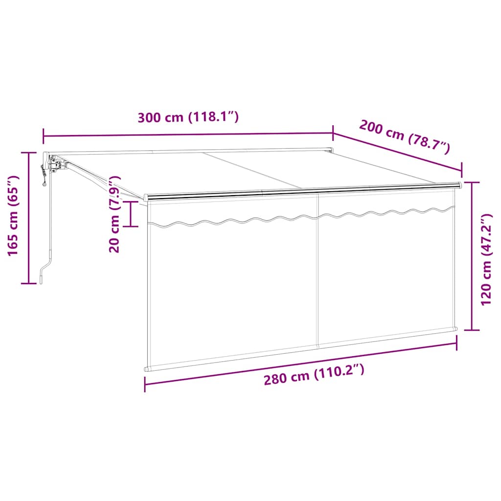 Inklapbaar Zonnescherm Blauw en Wit 300 x 200 cm – afbeelding 12