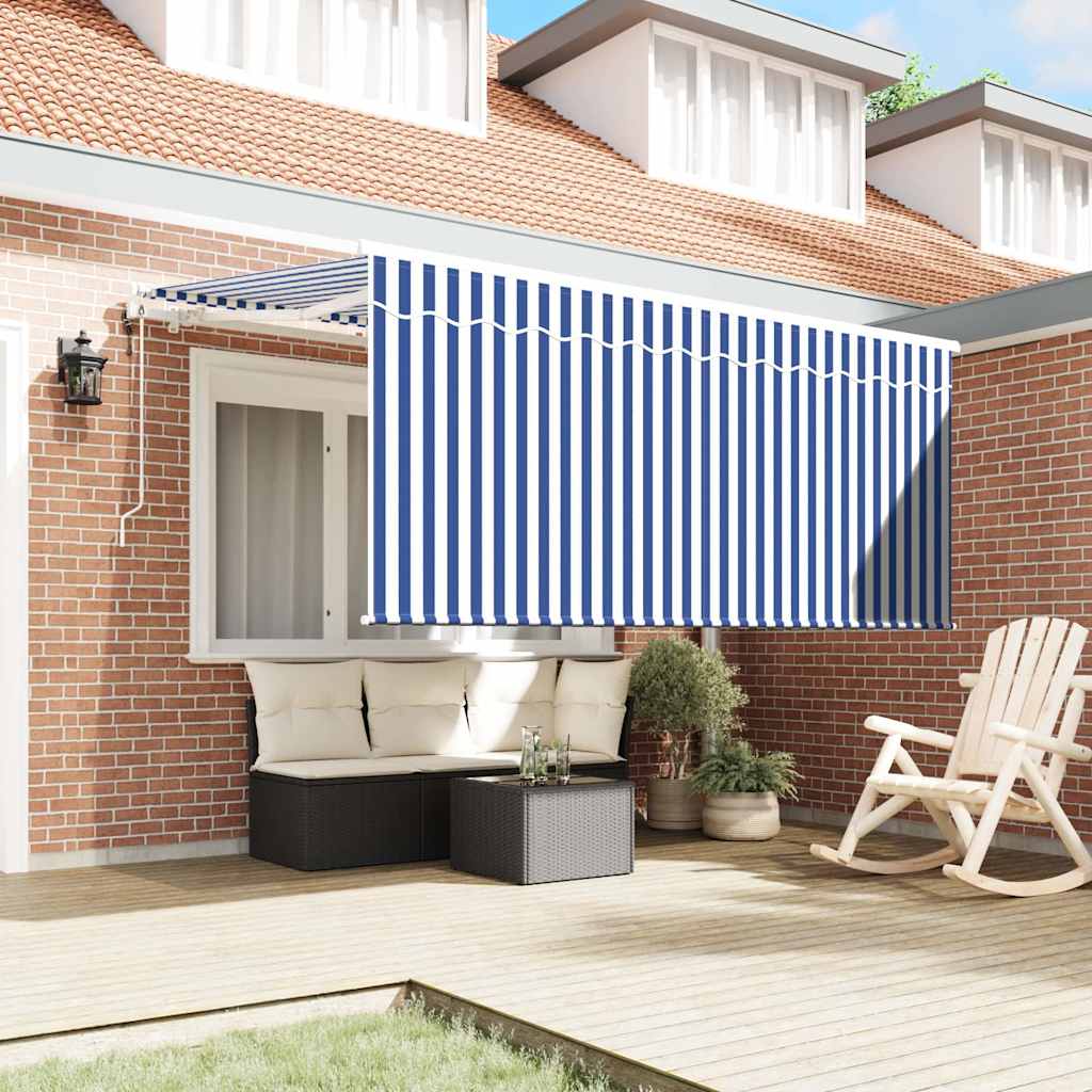 Inklapbaar Zonnescherm Blauw en Wit 300 x 200 cm – afbeelding 3