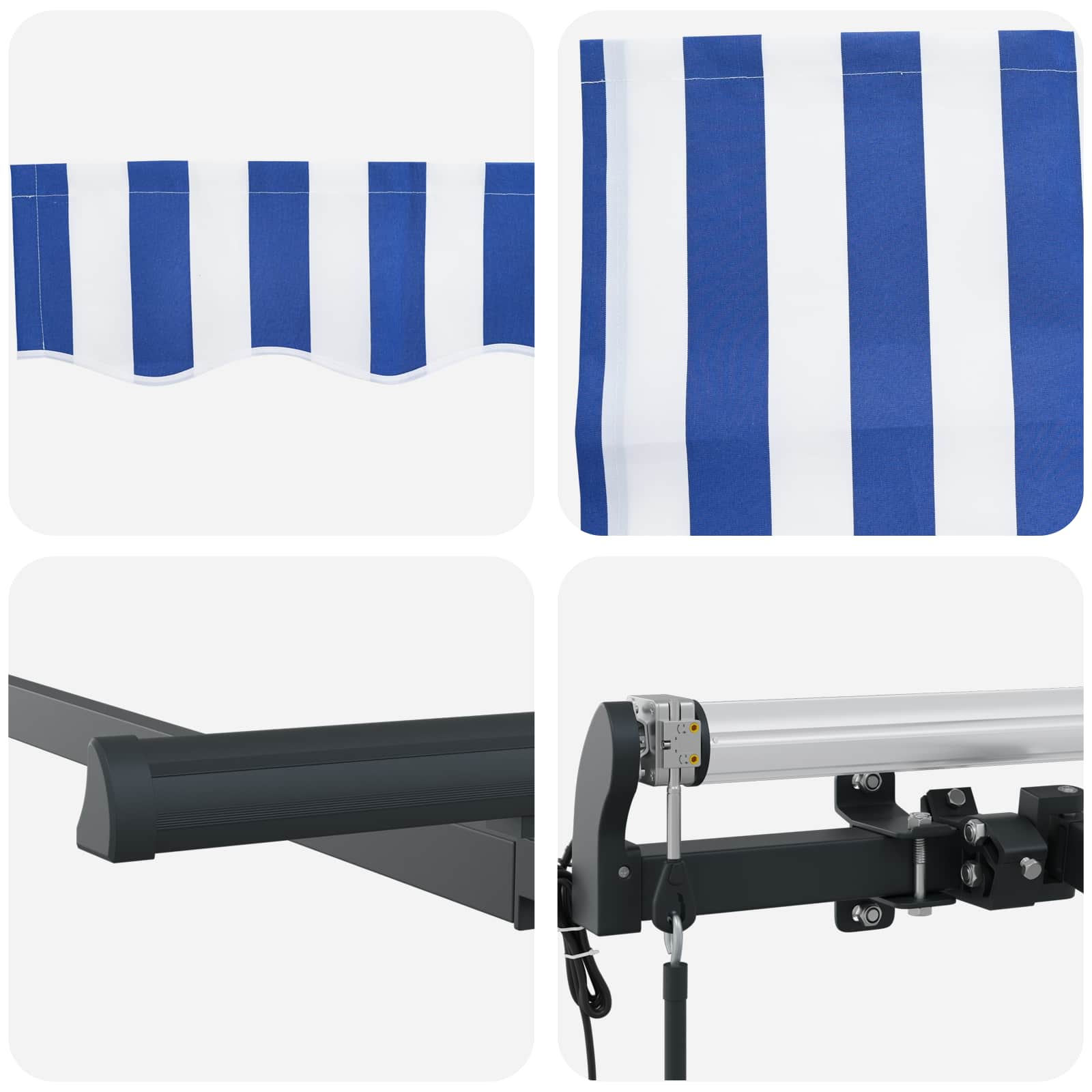 Inklapbaar Zonnescherm Blauw en Wit 300 x 200 cm – afbeelding 10