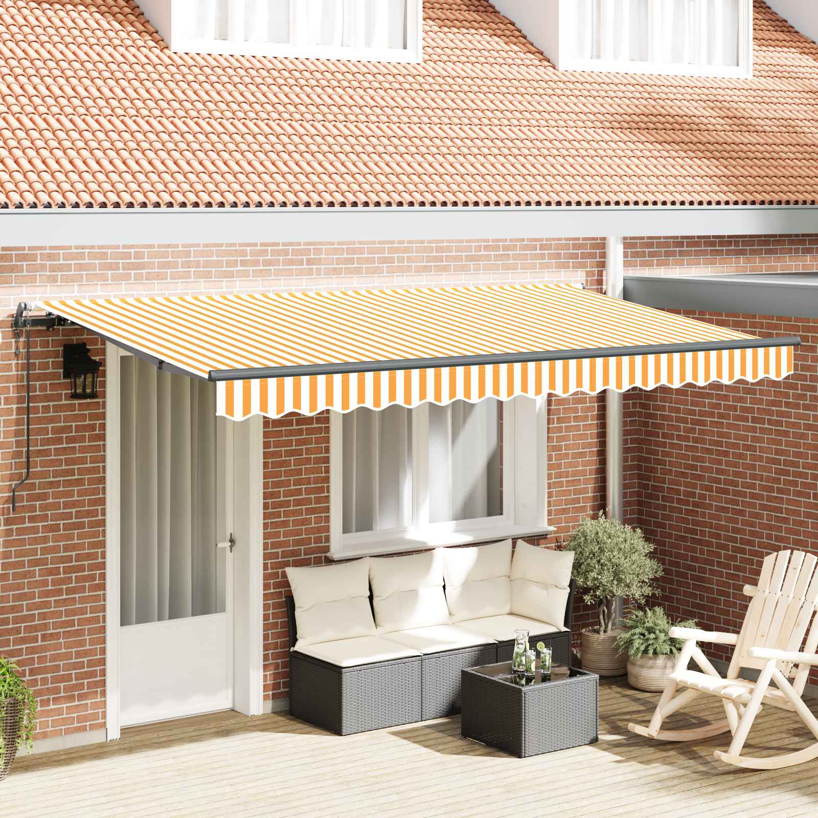 Inklapbaar Zonnescherm Geel 350 x 200 cm Stof – afbeelding 1
