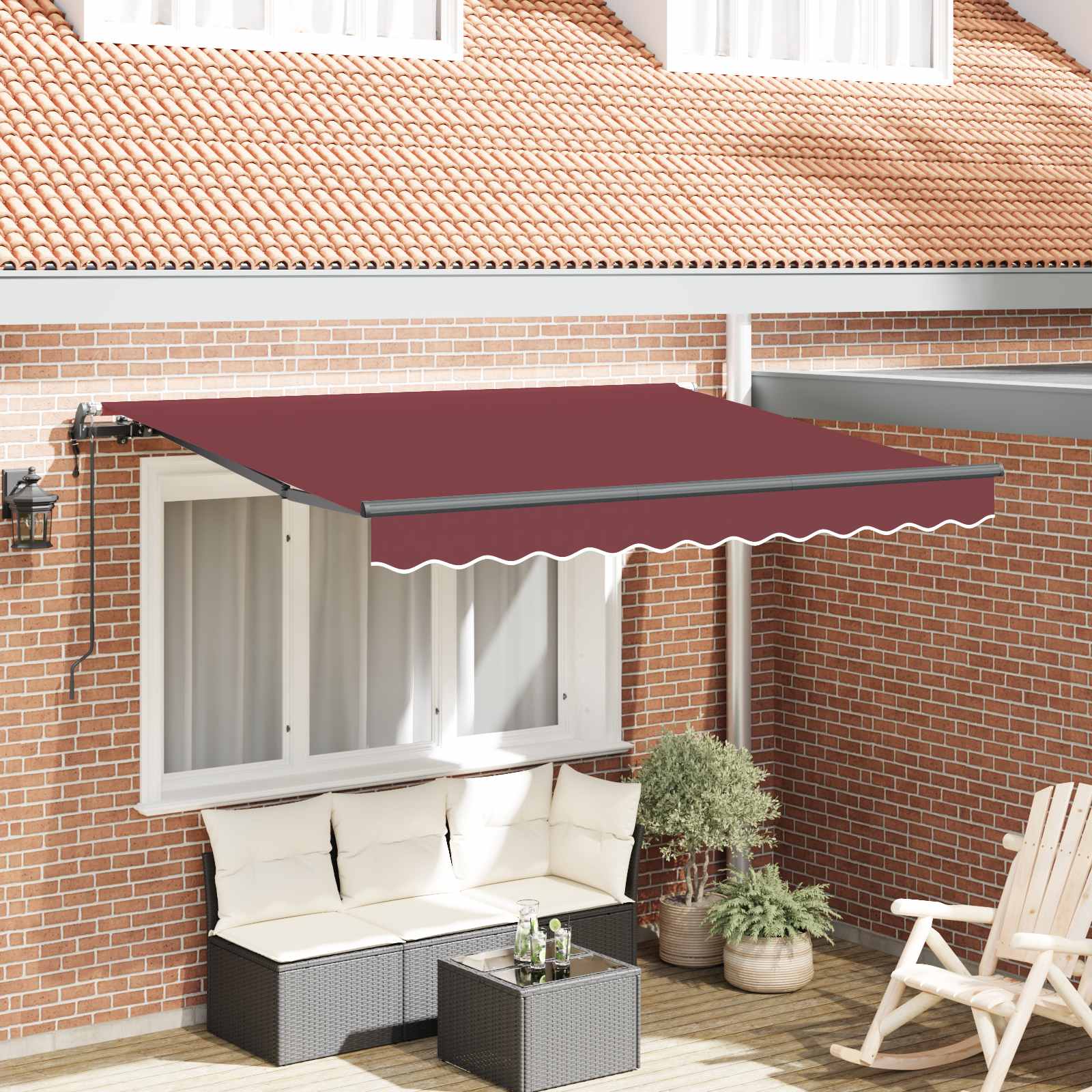 Inklapbaar Zonnescherm Bordeauxrood 350 x 200 x 165 cm Stof – afbeelding 1