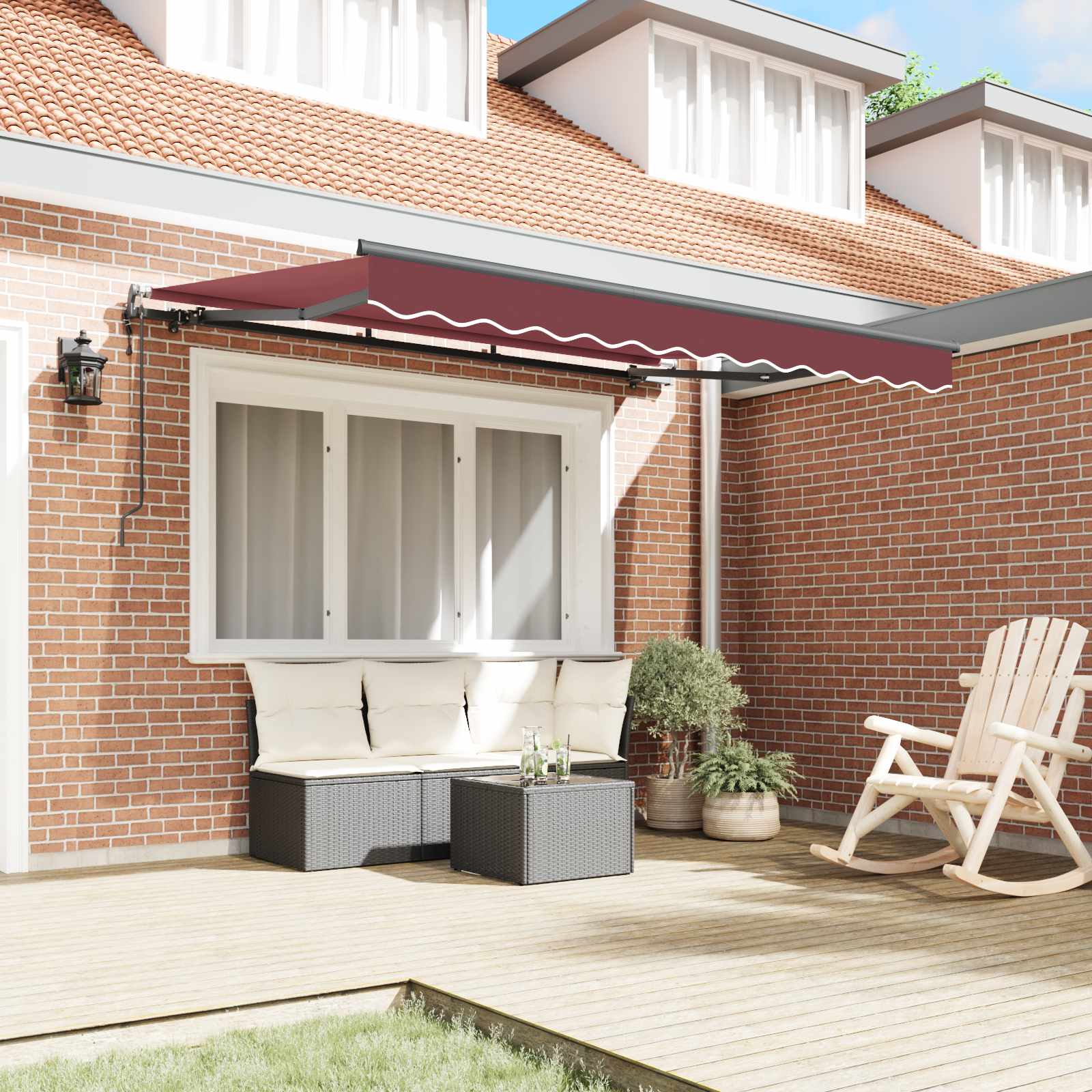 Inklapbaar Zonnescherm Bordeauxrood 350 x 200 x 165 cm Stof – afbeelding 3