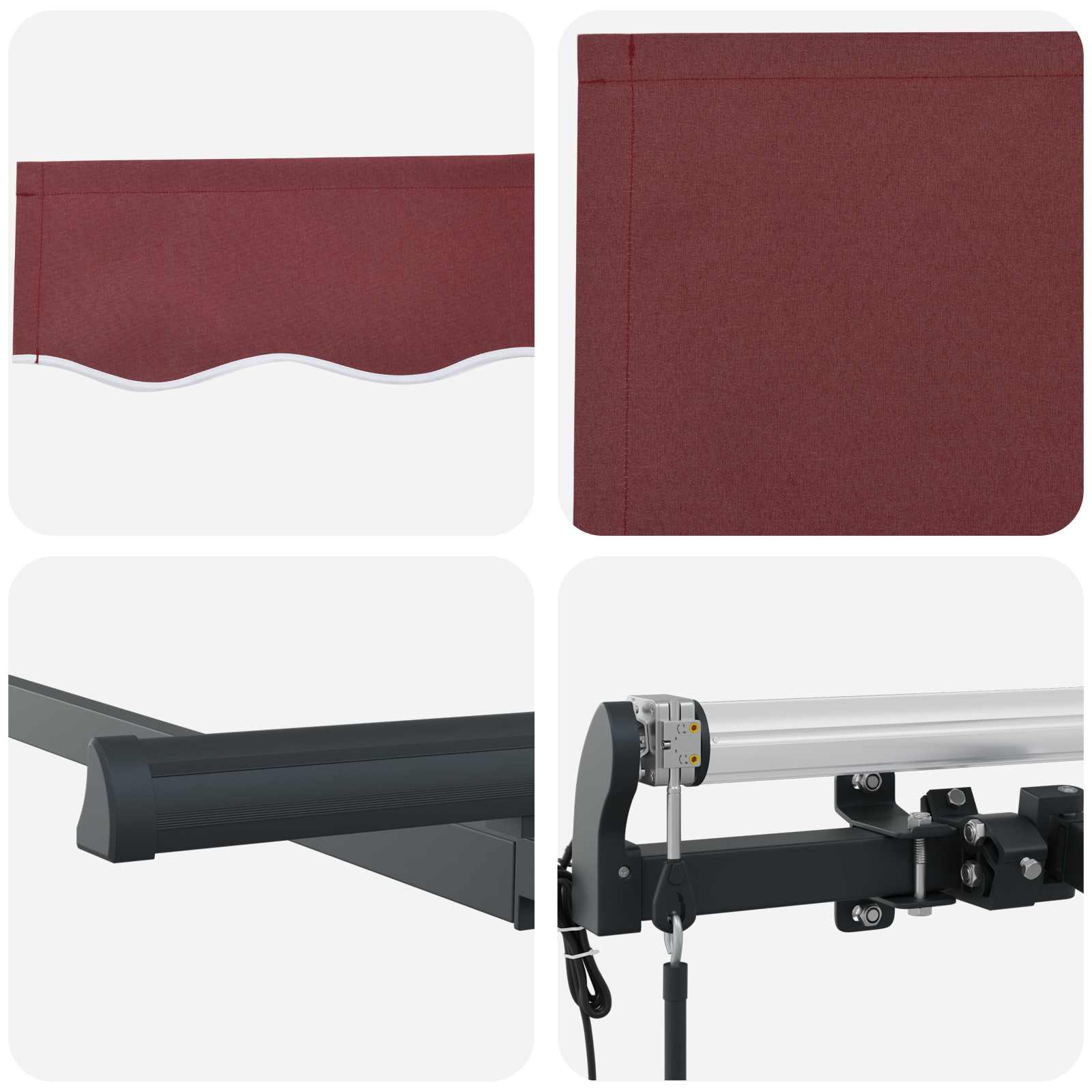 Inklapbaar Zonnescherm Bordeauxrood 350 x 200 x 165 cm Stof – afbeelding 8