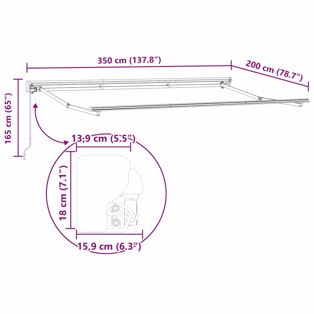 Zijde Frame Geel en Grijs 350 x 200 cm Polyester met PU-coating – afbeelding 12