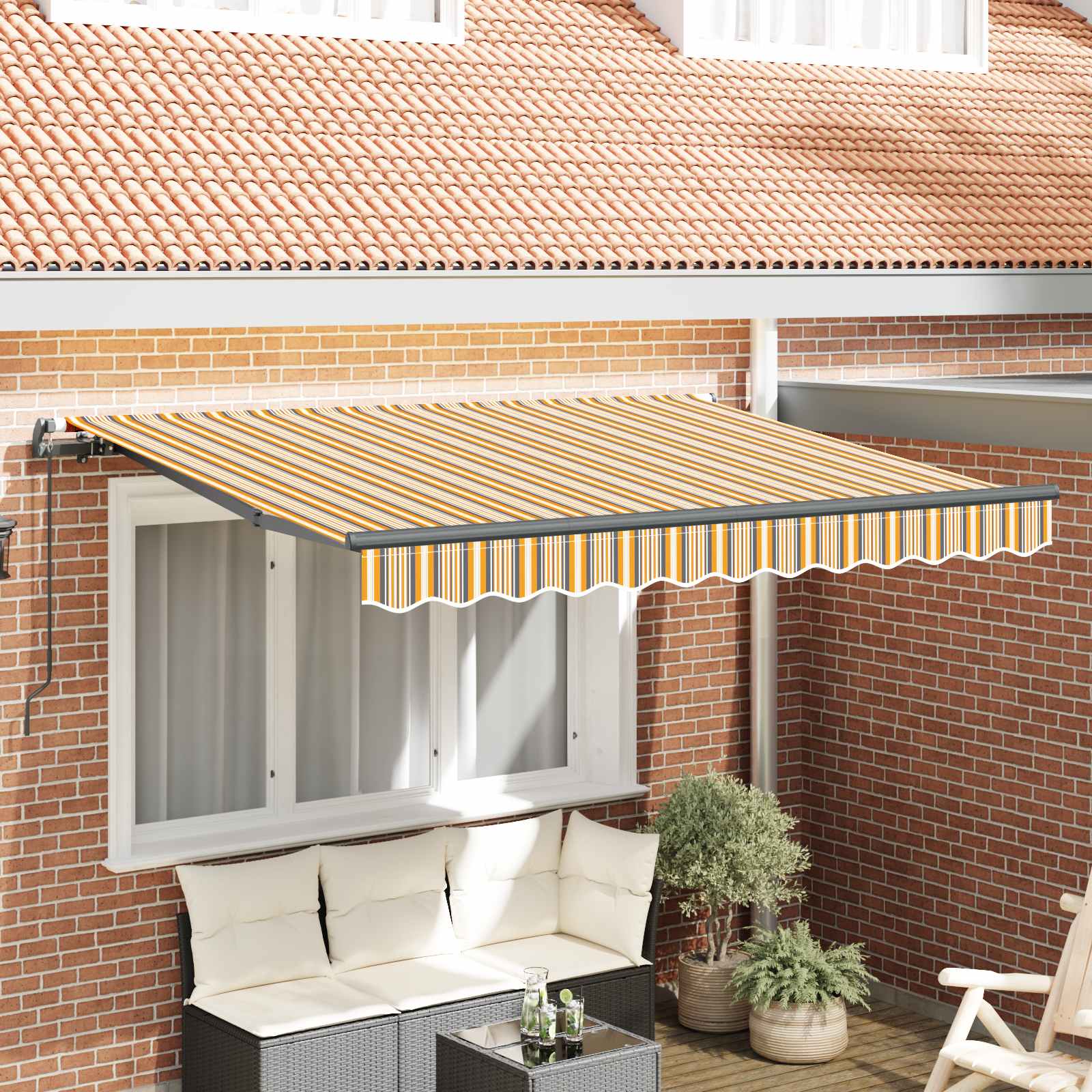 Inklapbaar Zonnescherm Geel 350 x 200 cm Stof – afbeelding 1