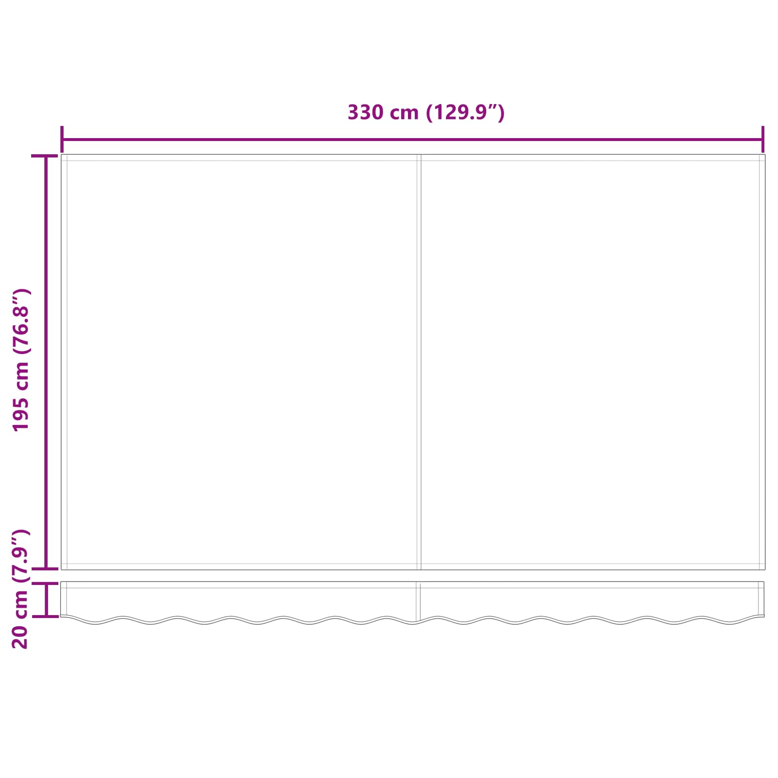 Inklapbaar Zonnescherm Geel 350 x 200 cm Stof – afbeelding 11
