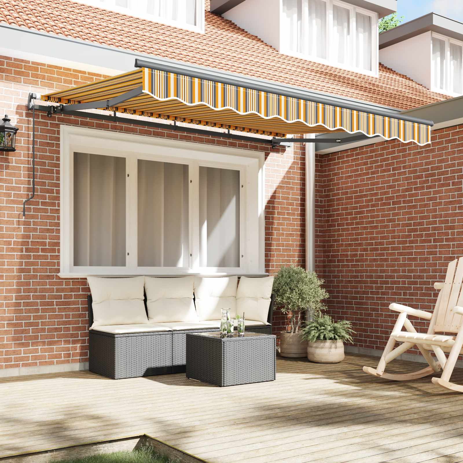 Inklapbaar Zonnescherm Geel 350 x 200 cm Stof – afbeelding 3