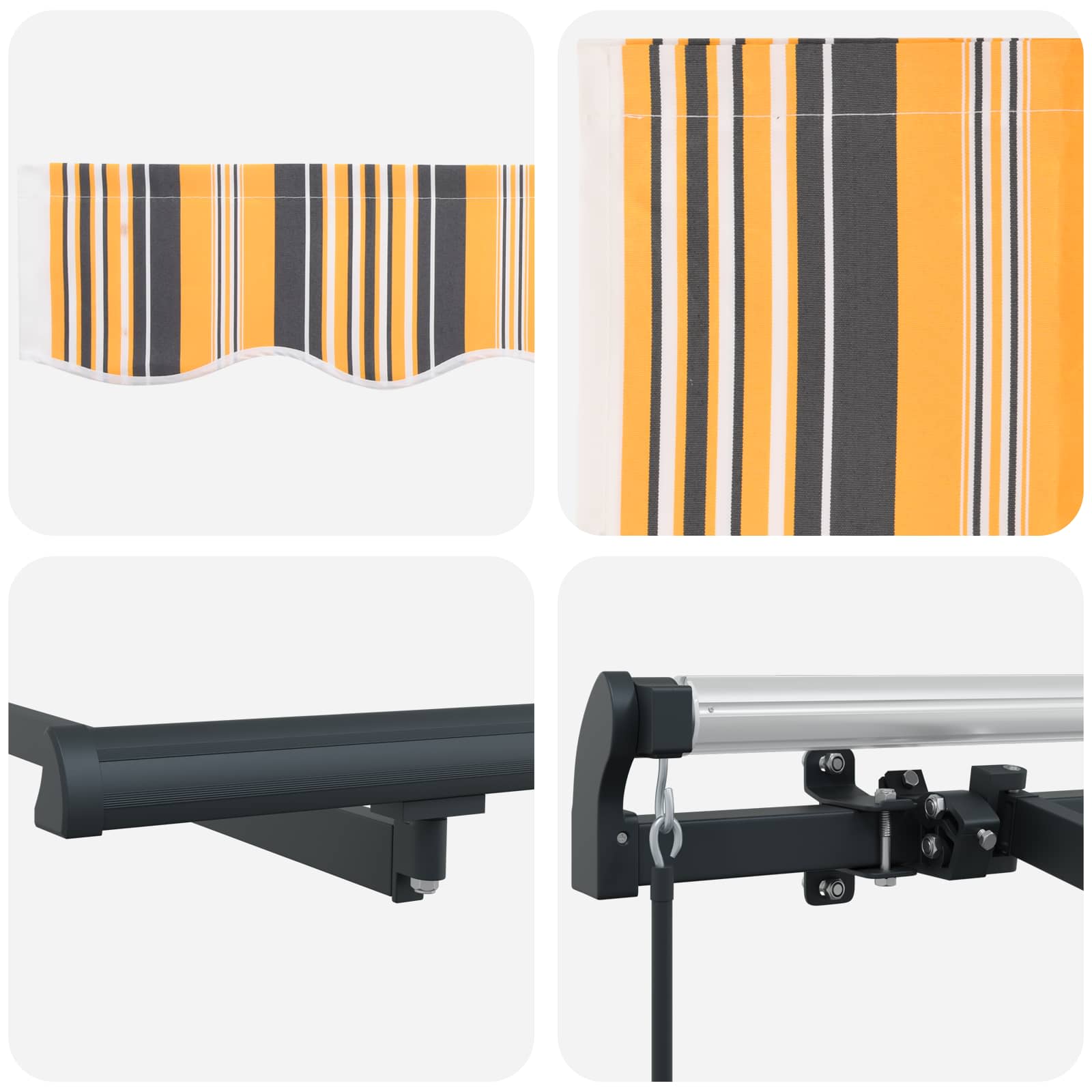 Inklapbaar Zonnescherm Geel 350 x 200 cm Stof – afbeelding 8