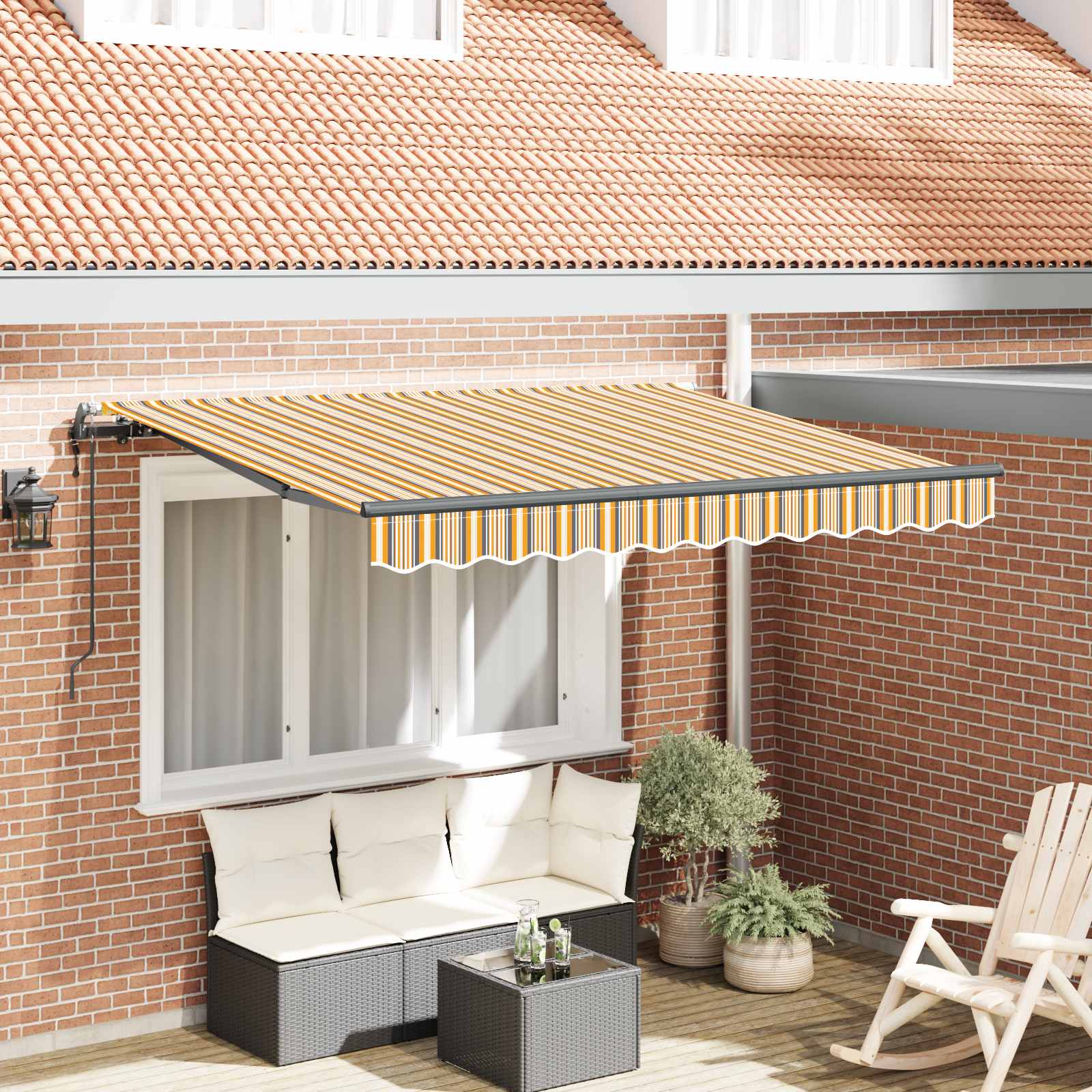 Inklapbaar Zonnescherm Geel 350 x 200 cm Stof – afbeelding 1