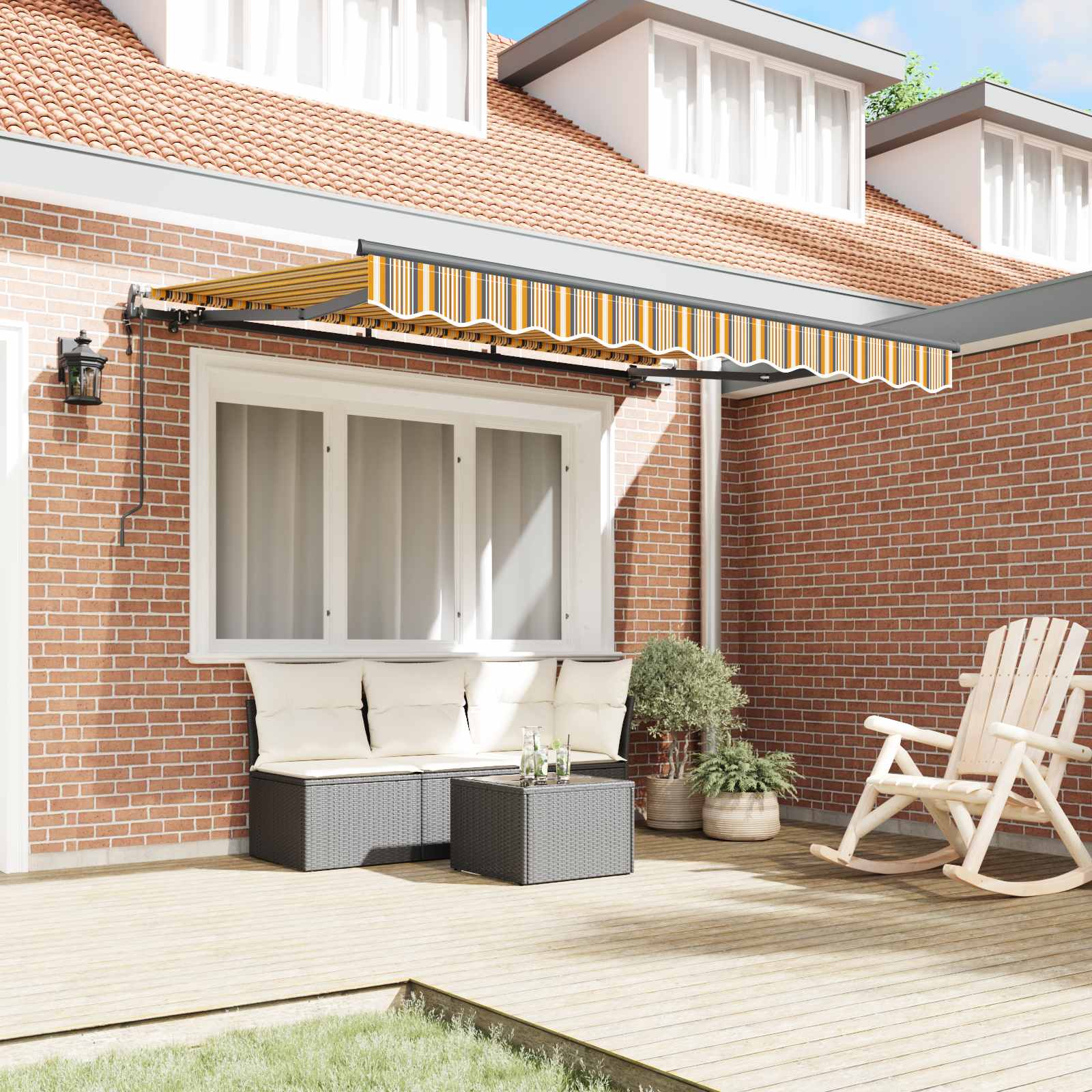 Inklapbaar Zonnescherm Geel 350 x 200 cm Stof – afbeelding 3