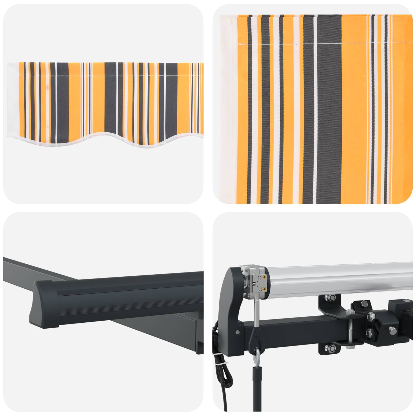 Inklapbaar Zonnescherm Geel 350 x 200 cm Stof – afbeelding 8
