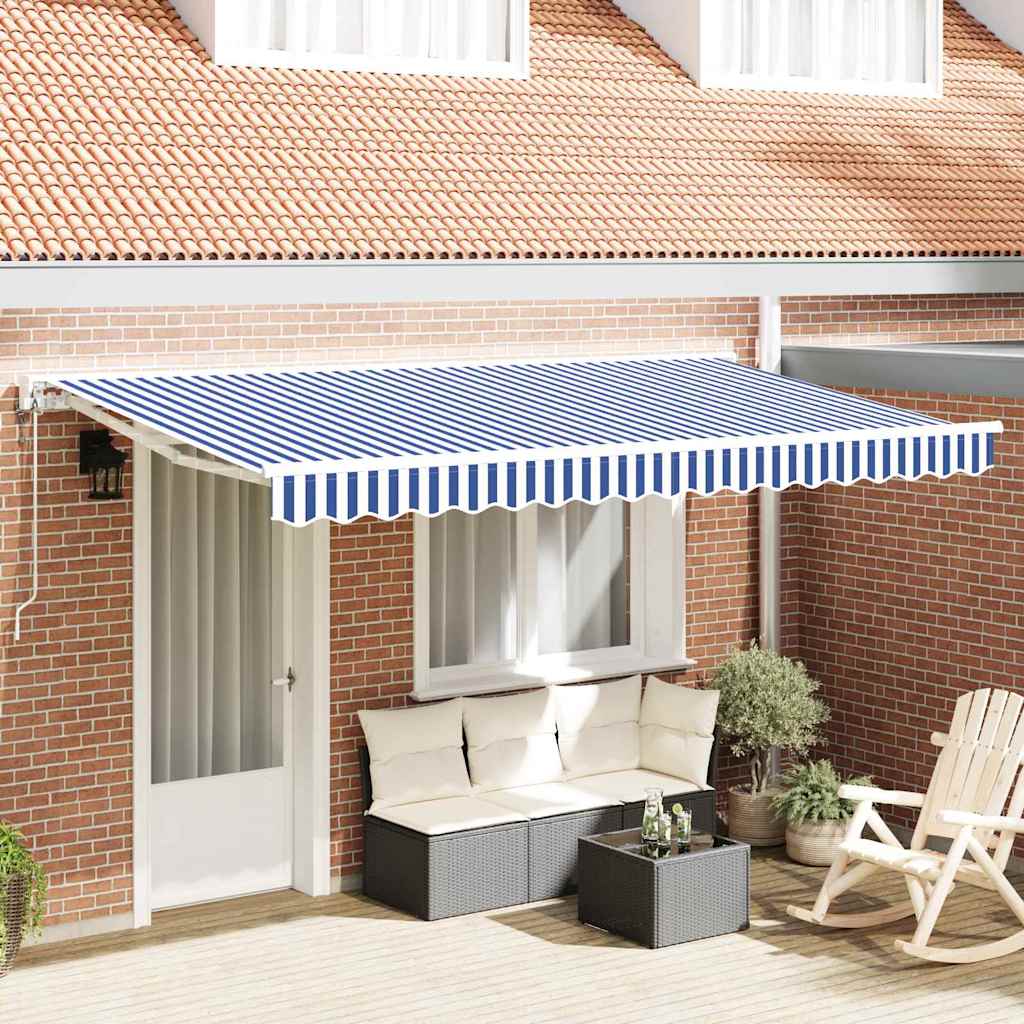 Zijde Frame Blauw en Wit 400 x 200 cm Polyester met PU-coating – afbeelding 1