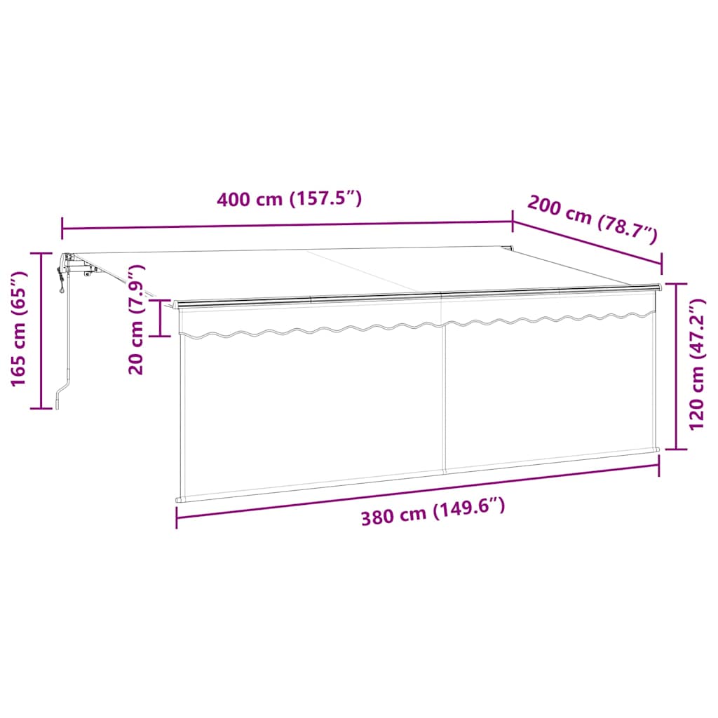 Inklapbaar Zonnescherm Blauw en Wit 400 x 200 cm – afbeelding 12