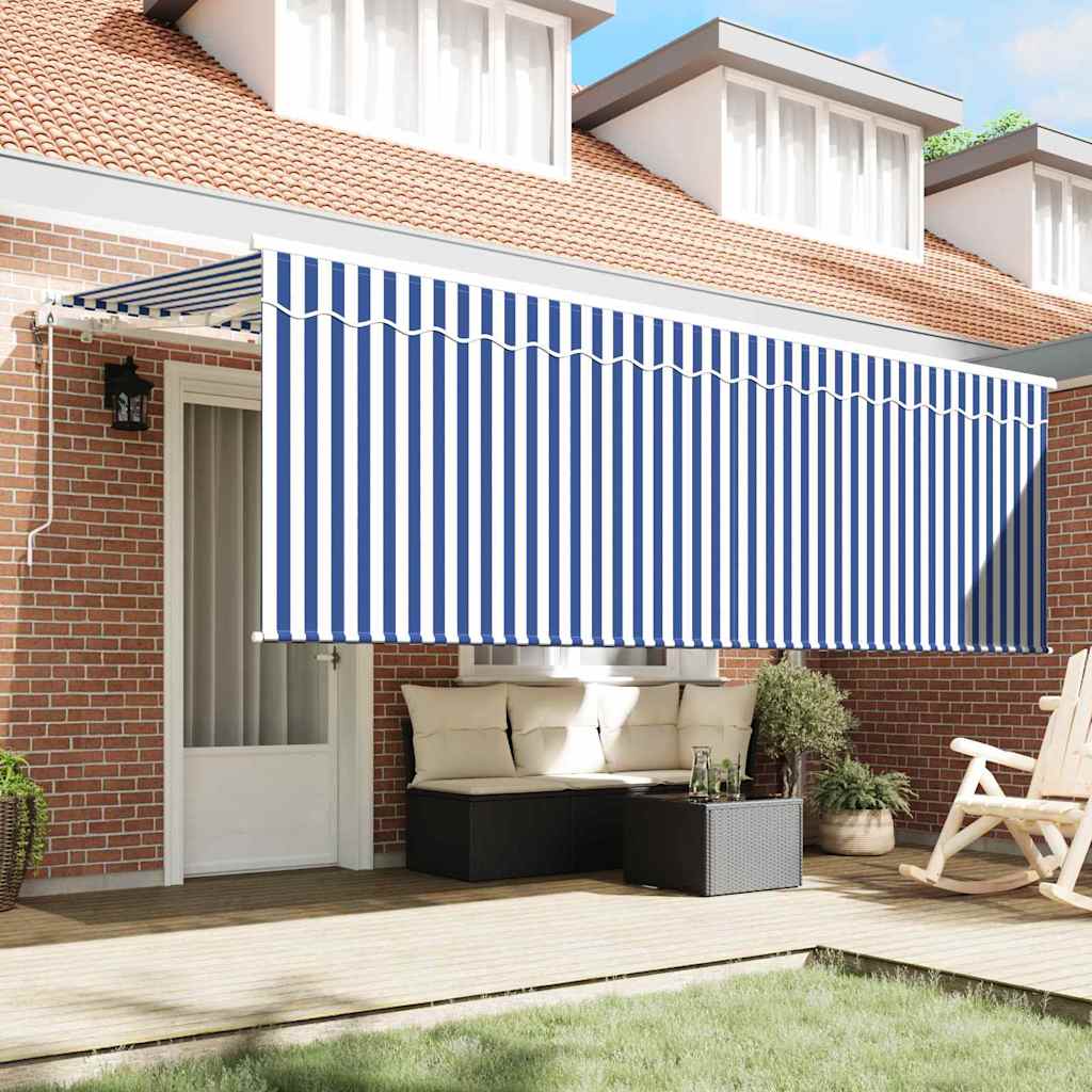 Inklapbaar Zonnescherm Blauw en Wit 400 x 200 cm – afbeelding 3