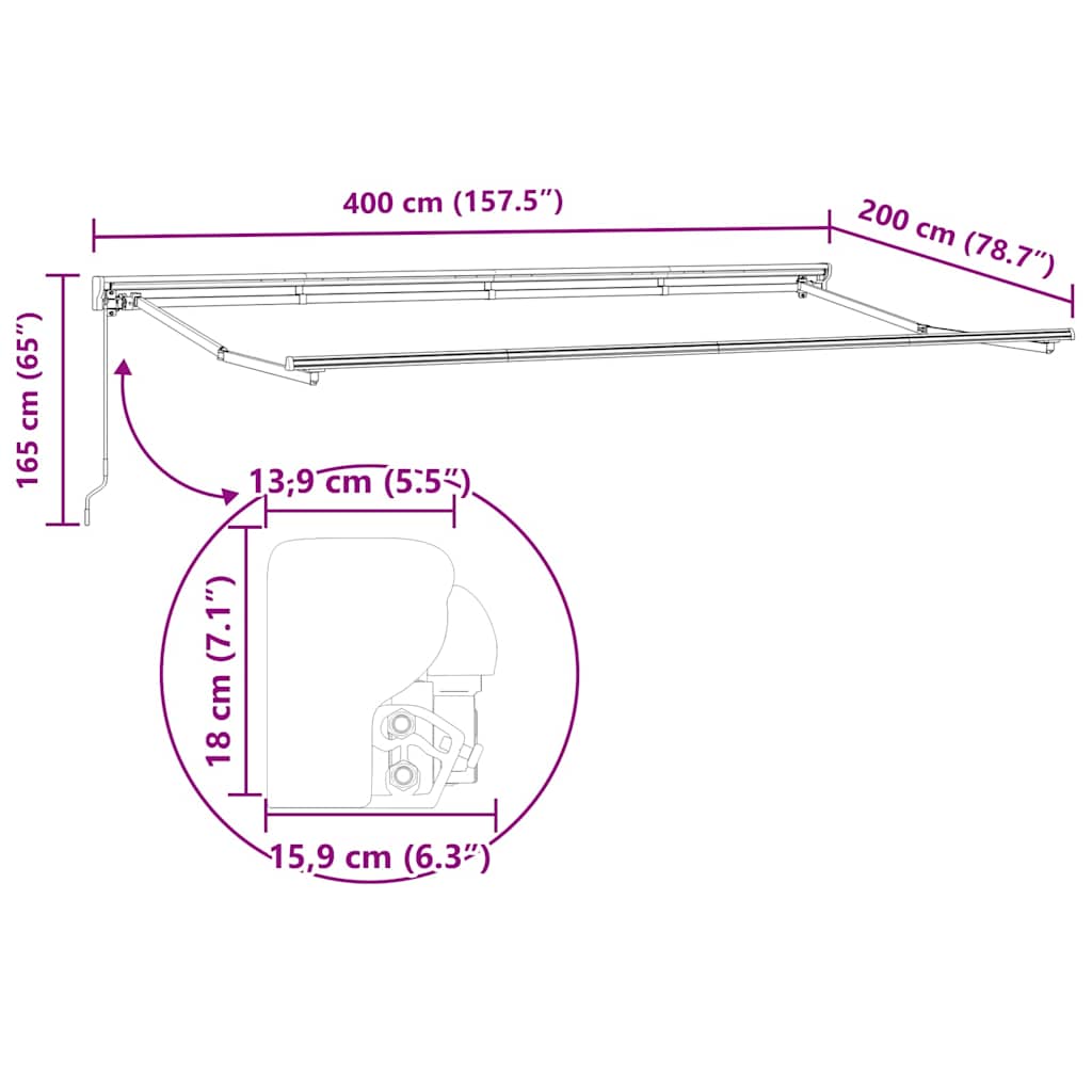 Zijde Frame Geel en Wit 400 x 200 cm Polyester met PU-coating – afbeelding 12