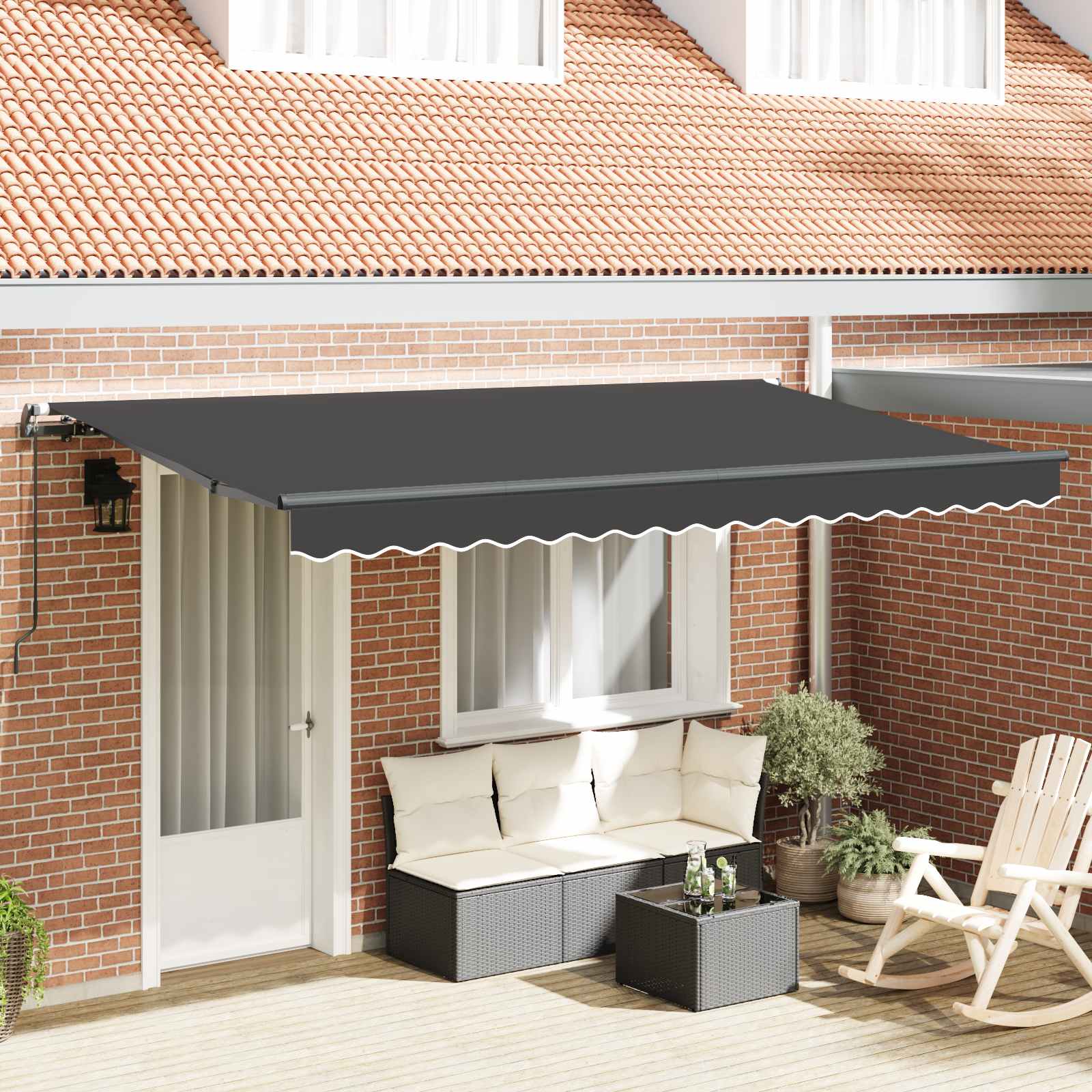 Inklapbaar Zonnescherm Antraciet 400 x 200 cm Stof – afbeelding 1